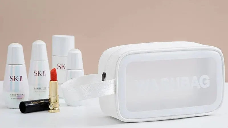 Portable Travel Wash Bag Female Transparent Waterproof Makeup Storage Pouch Large Capacity Cosmetic Organizer Pu Material